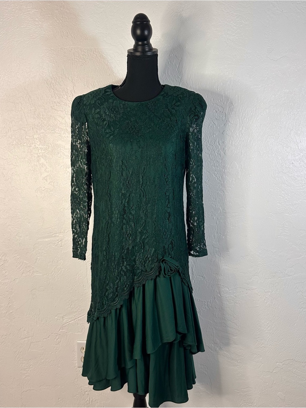 Vintage green lace David Rose dress